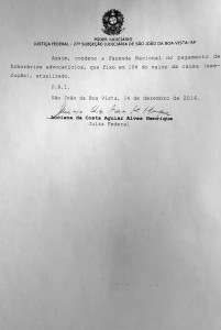 Fac-simile da decisão da juíza federal Luciana Costa Aguiar Alves Henrique- segunda página página