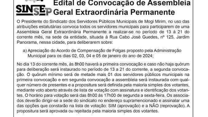 Edital publicado na edição4.141 do dia 09/12/23 no jornal O Impacto.