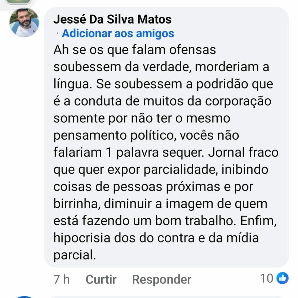 Postagem de Jessé da Silva Matos na publicação do Portal da Cidade de Mogi Mirim