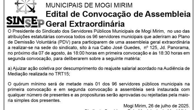 1ªassembleiaAçãoPDV2025.ai Edital publicado na edição do dia 26 no jornal O Impacto